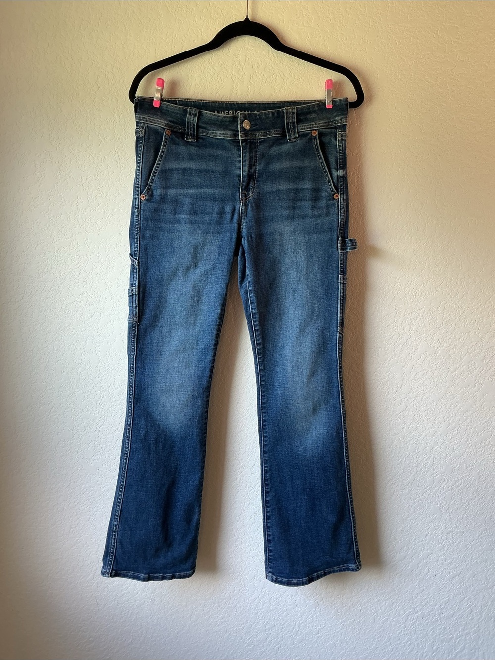 American Eagle Kick Boot Jeans Womens 6 Short Carpenter Style Medium Wash